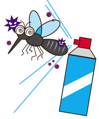 殺虫剤でバイ菌を持った蚊を駆除している