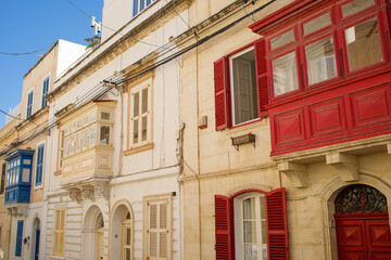 Sliema old town typical street on Malta