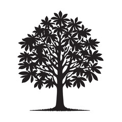 Obraz premium Tree silhouette vector design black on white background. Chestnut tree vector design. Chestnut tree logo, icon.