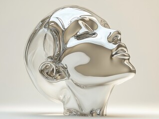 Futuristic glass head sculpture	
