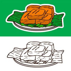 Indonesian Traditional Food Doodle Sticker Illustration