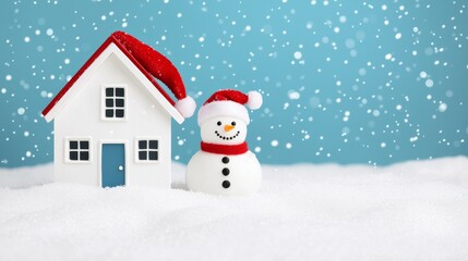 Winter Wonderland Celebration Cozy Home with Snowman Christmas Theme Festive Environment Playful Viewpoint Holiday Spirit