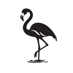 Obraz premium Flamingo silhouette vector design. Cute Flamingo logo, icon vector design black and white.