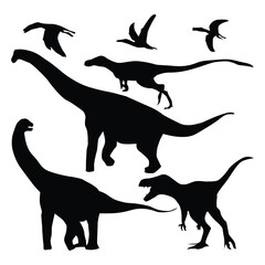 Set of Dino Icons, Ideal for Prehistoric and Dinosaur Themes - Flat Vector Illustration Vol 01