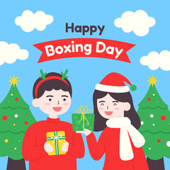 Happy Boxing Day Social Media Post Template in Christmas and New Year Celebration 