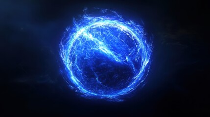 Obraz premium Glowing blue energy ring on dark background 