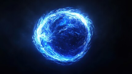 Fototapeta premium Glowing blue energy ring on dark background 