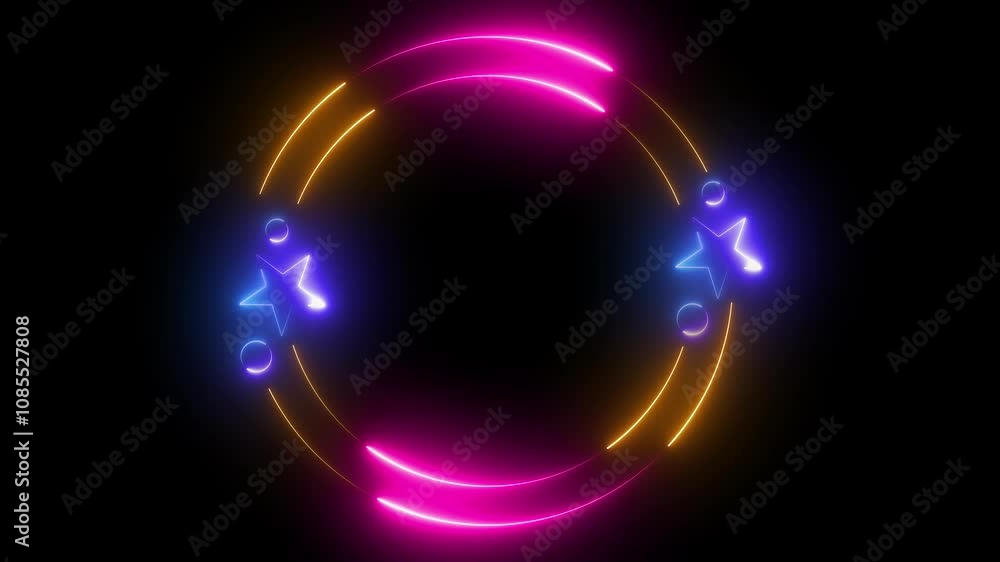 Poster decorative glowing neon frame ,neon effect rectangle frame loop background 4k