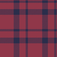 Neat plaid seamless background, checked pattern tartan texture. Doodle check vector textile fabric in red and dark colors.