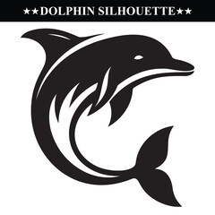 Dolphin silhouette vector on white background