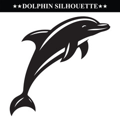 Dolphin silhouette vector on white background
