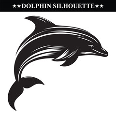 Dolphin silhouette vector on white background