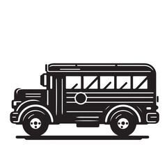School bus silhouette vector. School bus logo, icon vector design black and white.