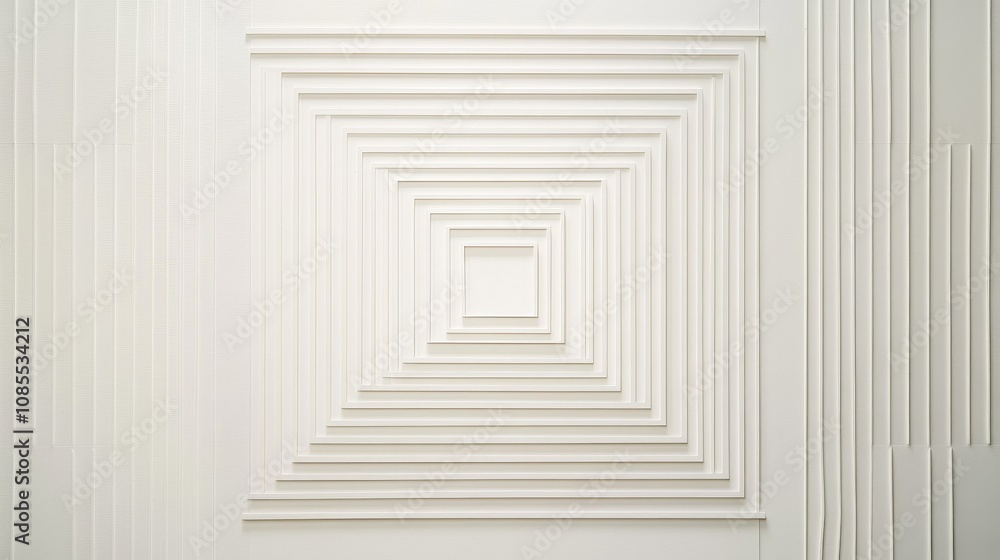 Aufkleber abstract geometric pattern featuring concentric squares and vertical lines in neutral tones, ideal f