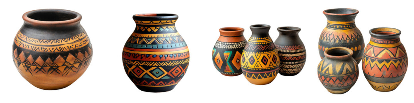 Arawak Pottery &ndash; Handcrafted Pottery by Indigenous Arawak People Isolated on Clear White Background Highly Detailed 