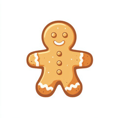 Gingerbread cookie character with cheerful expression, perfect for festive themes and holiday designs. This cute illustration captures essence of seasonal treats