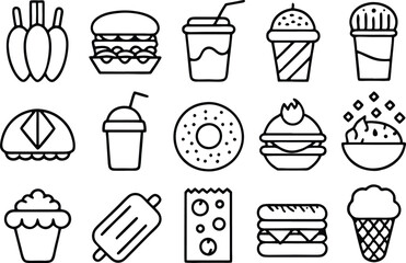 fast food icons set
