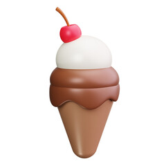 Ice Cream Cherry 3d Render Icons