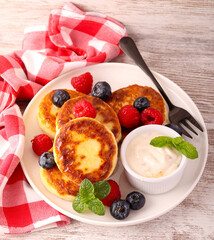 Sweet fluffy ricotta souffle pancakes