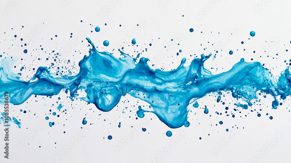 Poster vibrant blue water splash creating dynamic patterns against a clean background