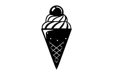 A drawing of an ice cream cone with a line drawing of ice cream
