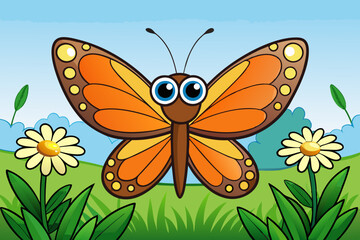 Butterfly Meadow on White