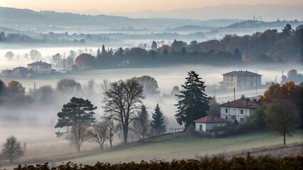 villages in resort surrounded by clouds Fog