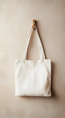 Elegant white tote bag on a minimal wall background. Great for eco-friendly, fashion, or product-focused content