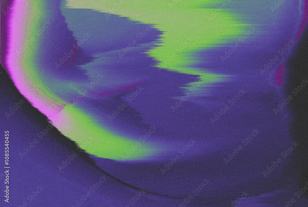 Poster glitch grainy abstract purple green smeared iridescent gradient blurred background texture digital n