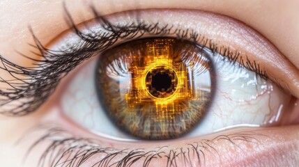 Fototapeta premium Eye with Augmented Reality Effect Close-Up