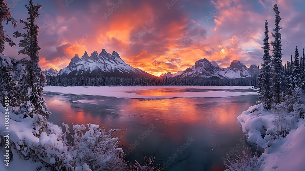 Wall mural Sunrise over the mountains