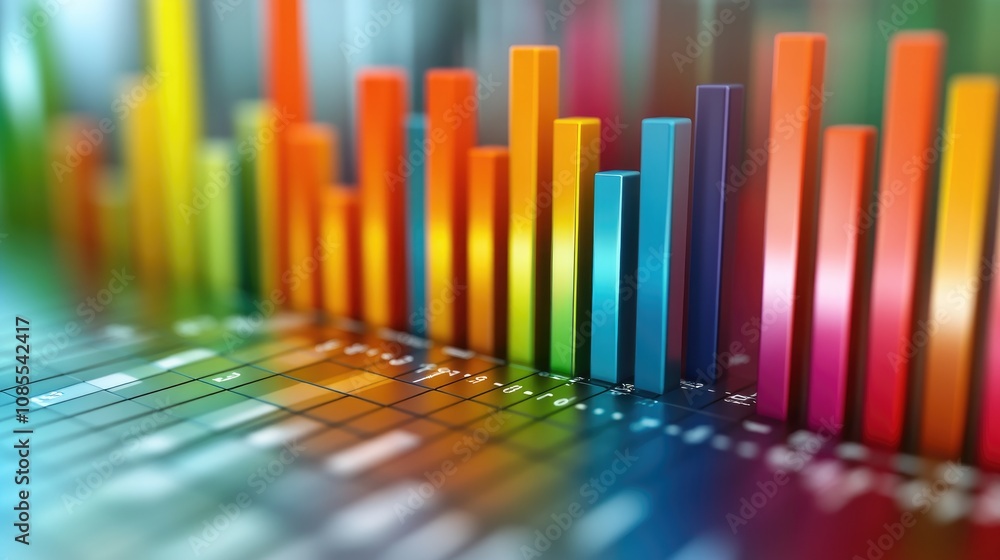 Aufkleber colorful 3d bar graph visualization representing data trends, insights, and analysis in modern busin