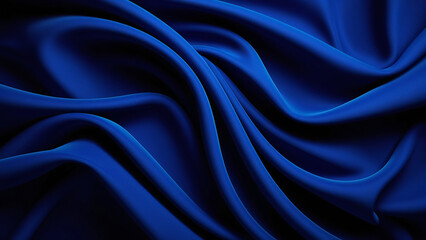 Obraz premium Luxurious Deep Blue Silk Fabric with Elegant Folds