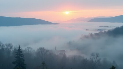villages in resort surrounded by clouds Fog