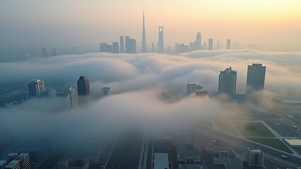 villages in resort surrounded by clouds Fog