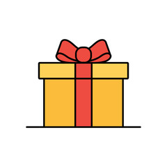 Christmas gift box icon. Box tied with a bow, as given on a birthday or Christmas.