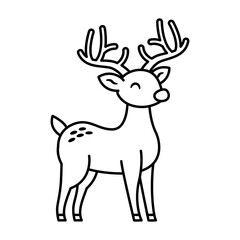 Cute reindeer icon in minimalistic style on white background