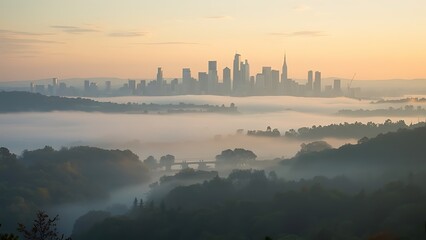 Fototapeta premium villages in resort surrounded by clouds Fog
