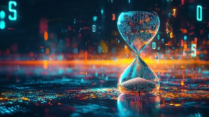 Digital Holographic Hourglass Counting Down with Floating Pixels and Transforming Matrix of Numbers