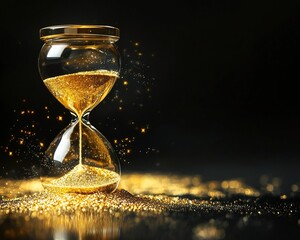 Shimmering Hourglass of Liquid Gold Symbolizing Precious Time Passage