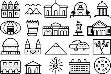 set of icons of church