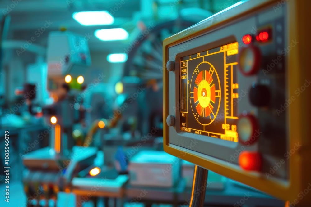 Poster radiation safety monitor display in laboratory setting for real-time exposure tracking