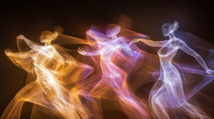 Charismatic Energy Dance - Abstract Human Forms in Vibrant Colors on Textured Background | Ultra-Detailed Conceptual Artwork