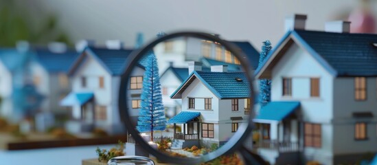 Magnifying Glass Focused on a Miniature Model Home