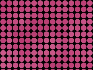 Seamless pattern of pink circles on a black background.