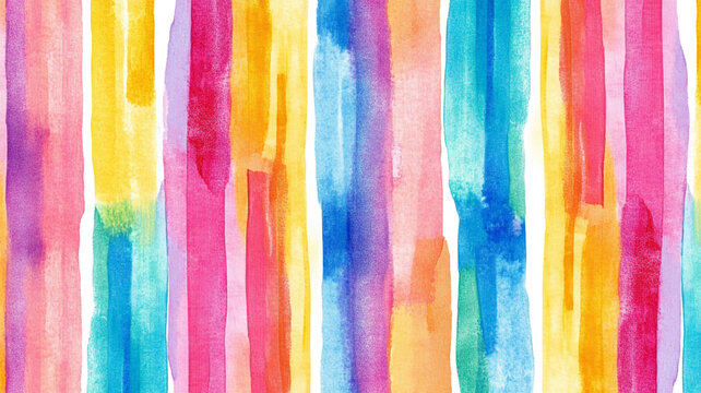 Vibrant watercolor stripes in warm colors create an uplifting abstract design for wall decor