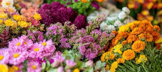 Watercolor Floral Arts, famous arts inspired. A vibrant display of colorful flowers in various shades, showcasing nature's beauty and diversity in bloom, perfect for floral enthusiasts.