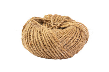 Natural jute twine string rope isolated. Roll of twine or brown twine rope isolated. Jute Hemp rope natural