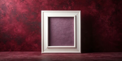 A Simple White Frame Rests on a Deep Red Background, Ready to Showcase Your Art or Memento