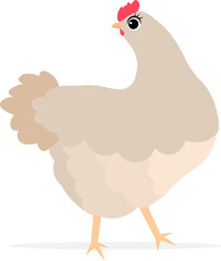 Farm Animals. Cute farm. Just a cute chicken on a white background. Collection of farm animals. Baby flat vector illustration.